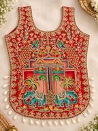 Red Navratri Kedia Kurti Blouse front view