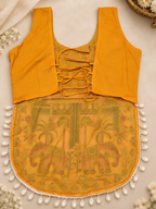 Yellow Navratri Kedia Kurti Blouse back view