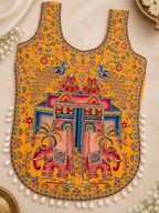 Yellow Navratri Kedia Kurti Blouse front view