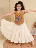 Yellow Navratri Kedia Kurti Blouse model shot