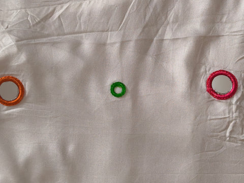 Multicolour mirror ring work detail