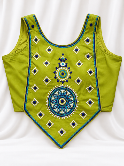 Green corset blouse front