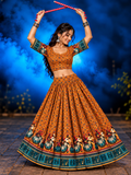 Orange Gopis Dancing Chania Choli model shot