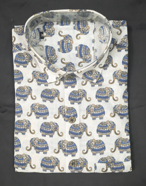 Folk Elephant Print Shirt