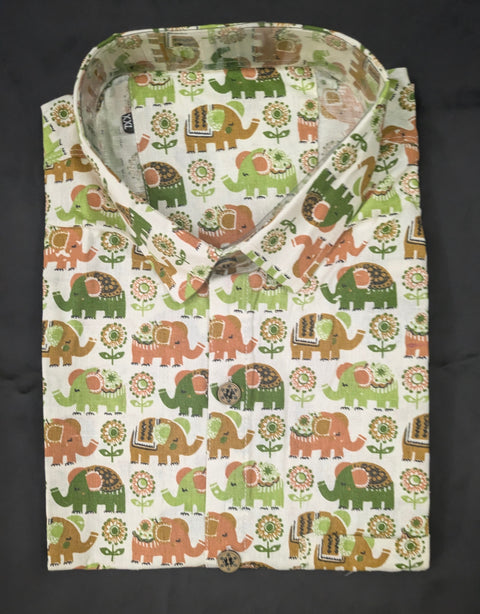 Folk Elephant Print Shirt