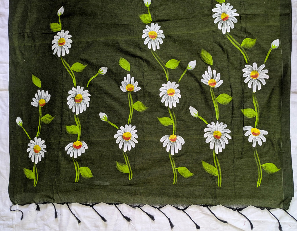 khadi hand print saree