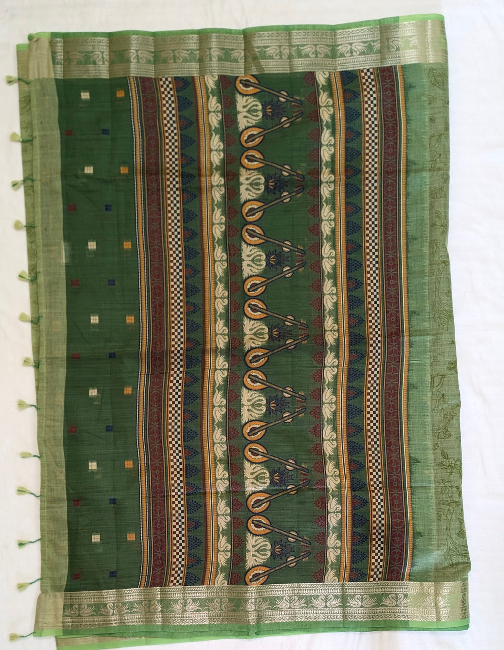 Muga Cotton Green Saree
