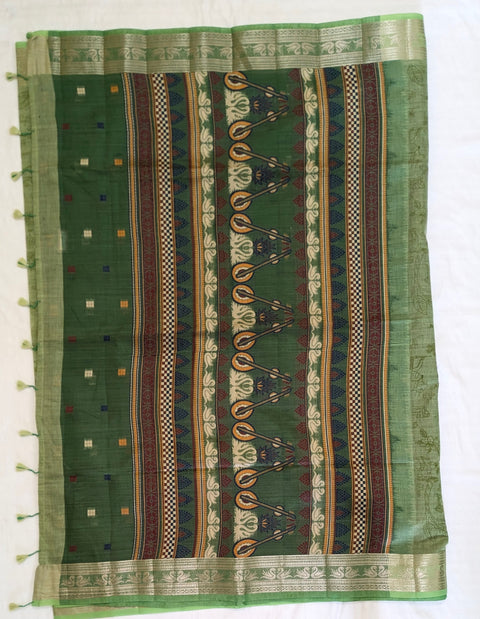 Muga Cotton Green Saree