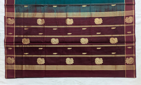 Teal Maroon Chedi Butta Saree