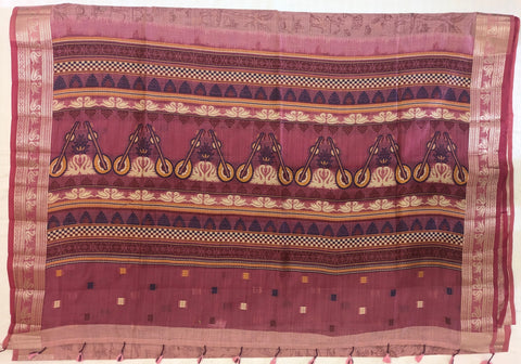 Muga Cotton Printed Body Saree