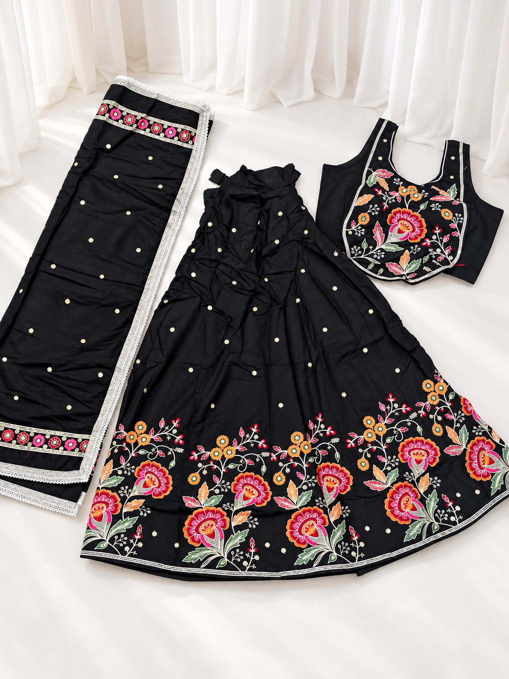 Phoolo ka Taro ka black floral chaniya choli full set