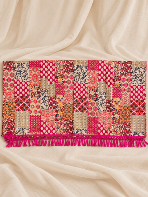 Mother Daughter Matching Black /Pink Ajrak Elephant Applique Ghagra Choli Set