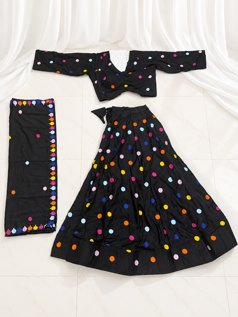 Polka Dots black chaniya choli full set