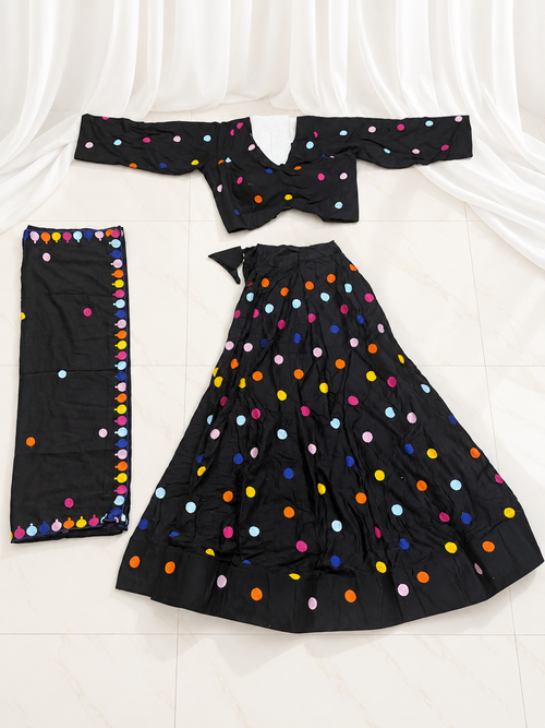 Polka Dots black chaniya choli full set