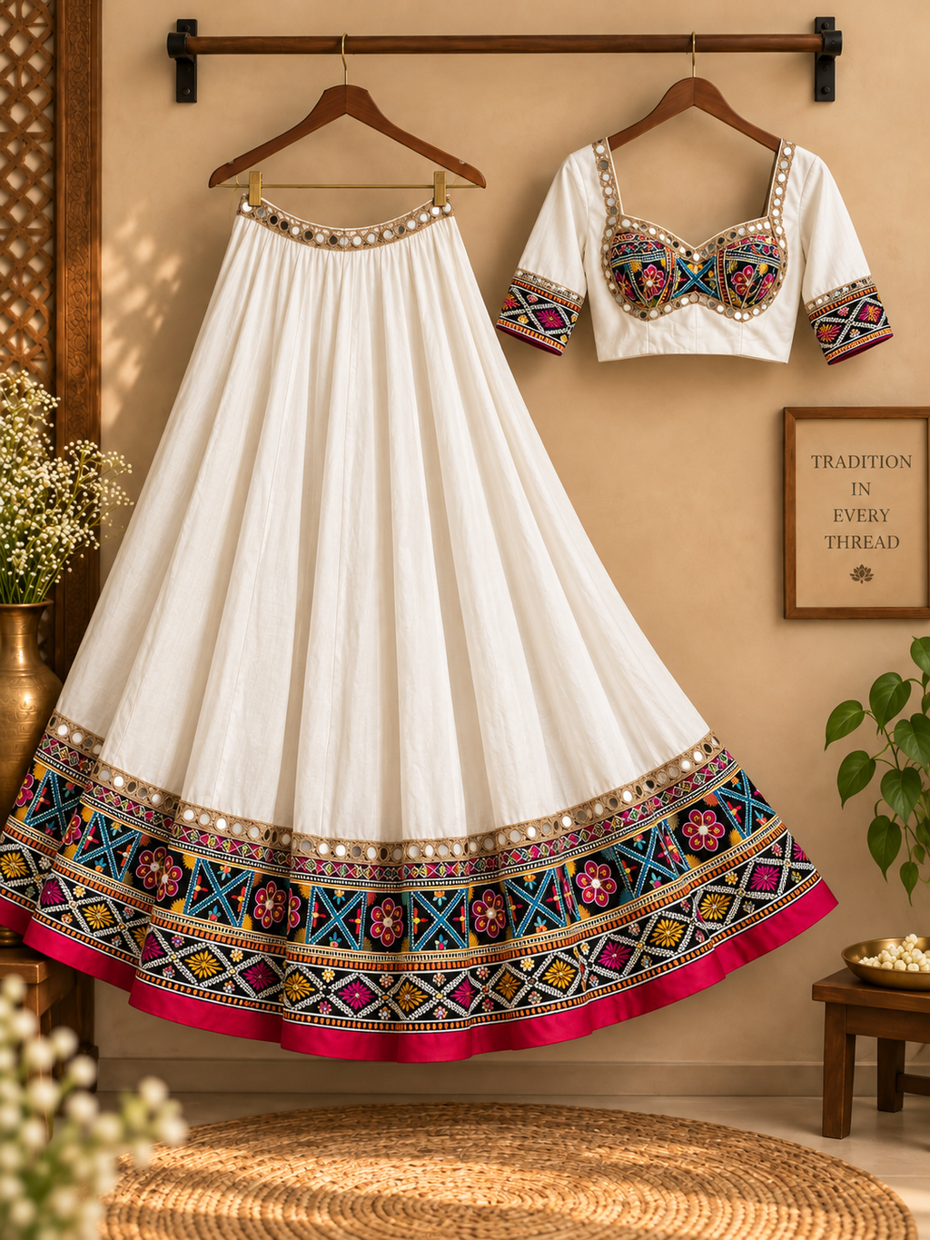 Sheesh Mahal Statement White Chaniya Choli