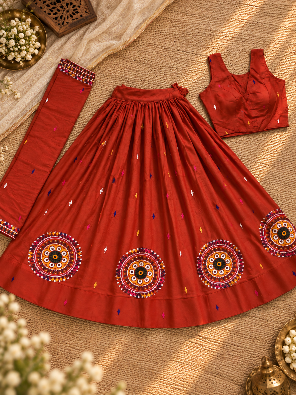 Rang Rasiya Chania Choli complete set flat lay