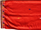 Rust orange dupatta with multicolour mirror-work border