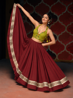 Navratri gotta patti lehenga red model shot