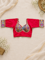 Designer mirror-work blouse front