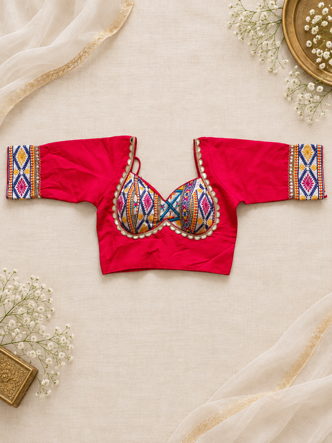 Designer mirror-work blouse front