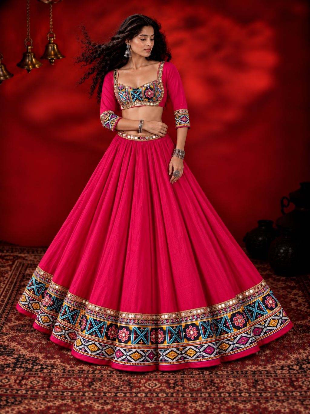 Sheesh Mahal designer mirror-work chaniya choli model view