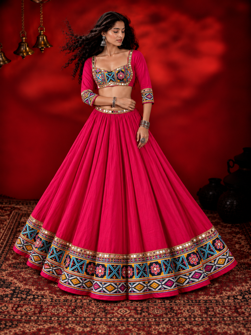 Sheesh Mahal designer mirror-work chaniya choli model view