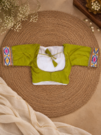 Parrot Green designer mirror-work blouse back