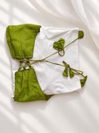 Olive green blouse back ties