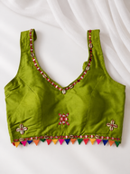 Olive green blouse front