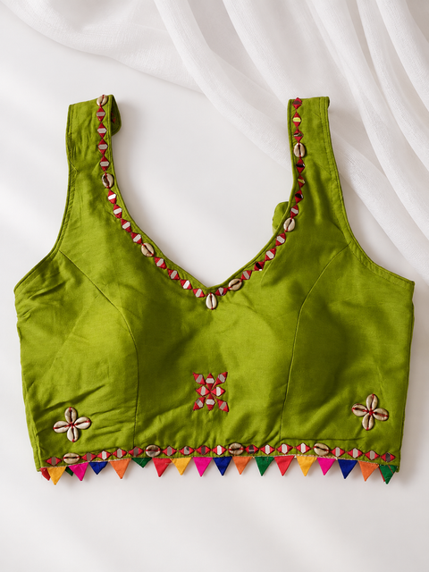 Olive green blouse front