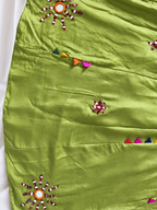Olive green ghagara mirror work detail