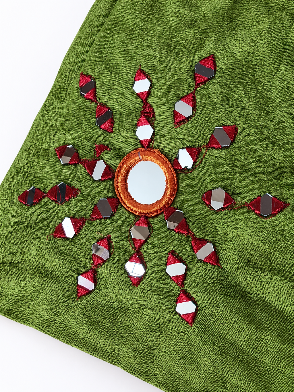 Circular mirror motif close-up