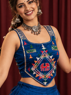 blue triangle elephant corset blouse chania choli product detail
