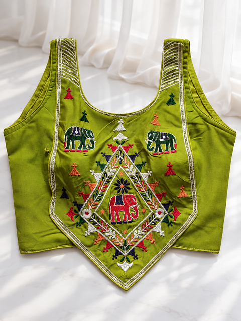 green triangle elephant corset blouse chania choli product detail