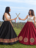 Ulat Palat Maroon & Black Reversible Navratri Lehenga- 2 looks in One
