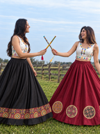 Ulat Palat Maroon & Black Reversible Navratri Lehenga- 2 looks in One