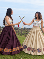 Ulat Palat Mustard & Maroon Reversible Lehenga Skirt