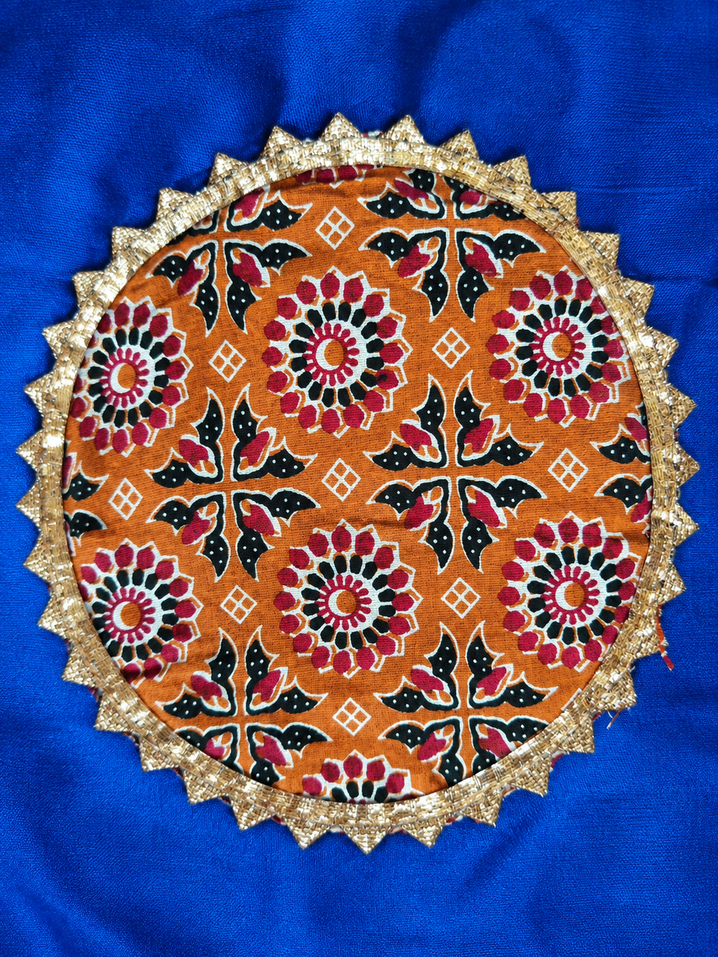 Reversible Navratri skirt fabric and border close-up