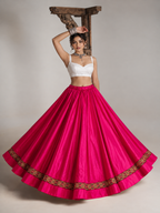 Women’s reversible Navratri skirt styled model view