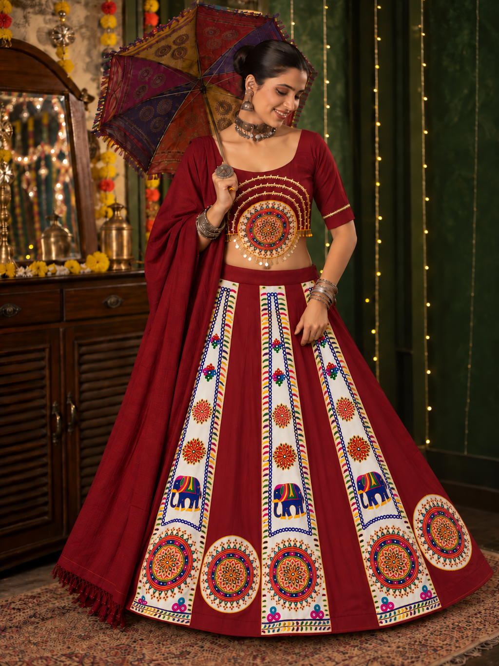 Elephant Motif Navratri Chaniya Choli Set