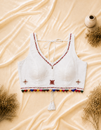 Desi Girl Bunting White Mirror-Work Chania Choli