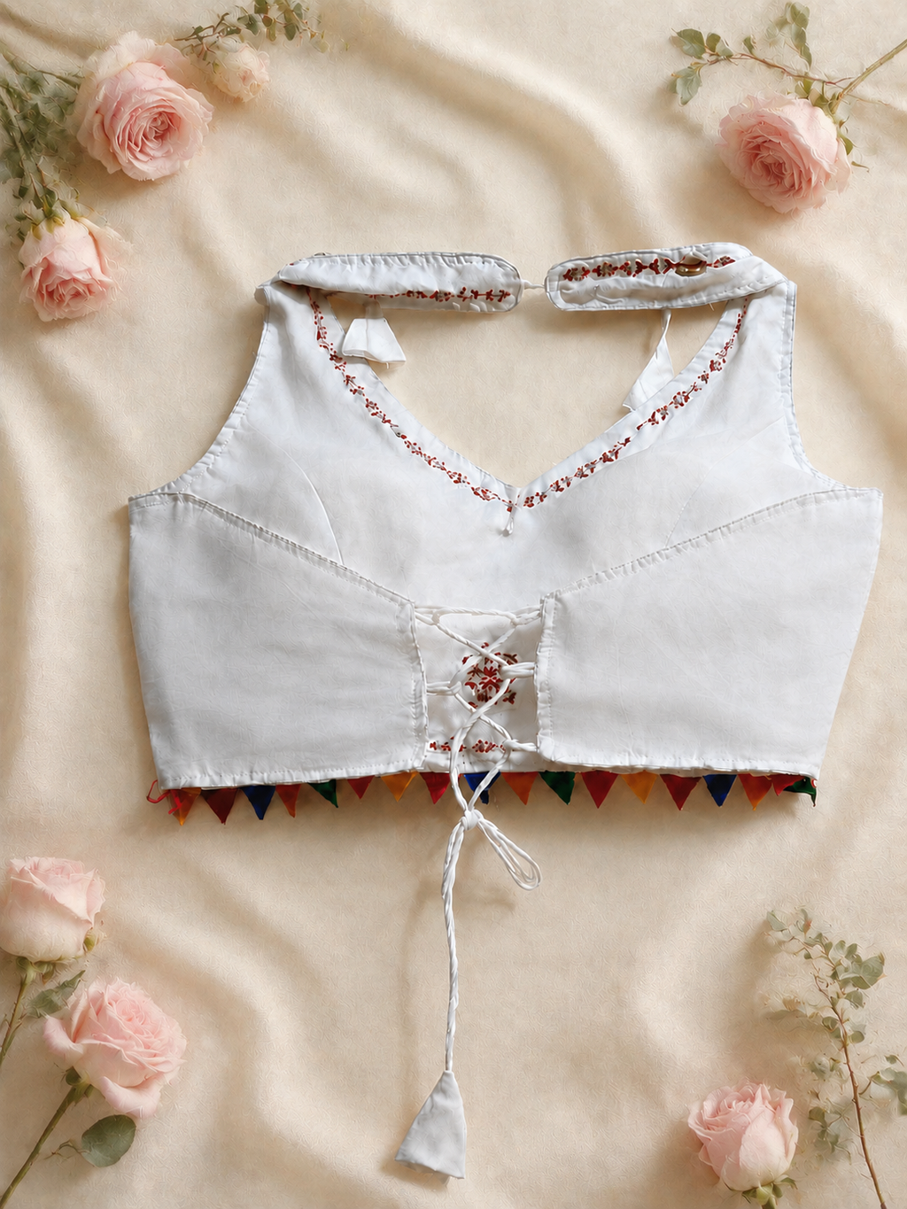 Mirror Work White bunting Lehenga Choli