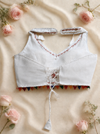 Mirror Work White bunting Lehenga Choli