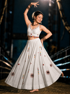 Mirror Work White bunting Lehenga Choli